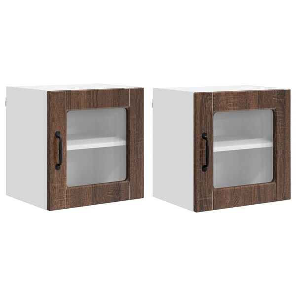 vidaXL K&uuml;chenschrank mit T&uuml;r 2 pcs Braun Eichen-Optik 40 x 31 x 40 cm
