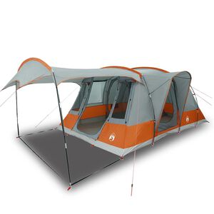 vidaXL Tunnelzelt 5 Personen Grau und Orange Wasserdicht