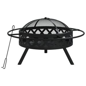 vidaXL Feuerschale mit Sch&uuml;rhaken 70 cm XXL Stahl