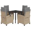 vidaXL 5-tlg. Garten-Essgruppe mit Kissen Beigemischung Poly Rattan