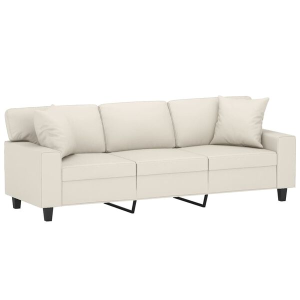 vidaXL 3-Sitzer-Sofa mit Kissen Creme 180 cm Kunstleder
