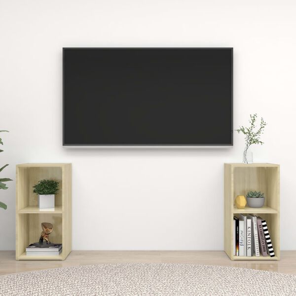 vidaXL TV-Schränke 2 Stk. Sonoma-Eiche 72x35x36,5 cm Holzwerkstoff