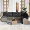vidaXL Garten-Sofa-Set mit Kissen 9 pcs Grau Poly Rattan