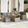vidaXL 5-tlg. Garten-Sofagarnitur mit Kissen Beige Poly Rattan Akazie