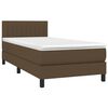 vidaXL Boxspringbett mit Matratze & LED Dunkelbraun 100x200 cm Stoff