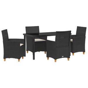 vidaXL Garten Essgruppe 5 pcs Schwarz Poly-Rattan