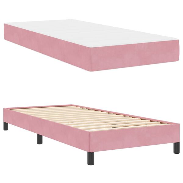 vidaXL Boxspringbett mit Matratze Rosa 80 x 220 cm Stoff