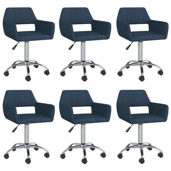 vidaXL Esszimmerst&uuml;hle 6 Stk. Drehbar Blau Stoff
