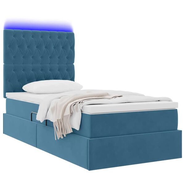 vidaXL Bett mit Stauraum und LED mit LED Dunkelblau 90 x 200 cm Samt