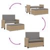 vidaXL Gartenbank mit Kissen und Hocker Beige Poly Rattan