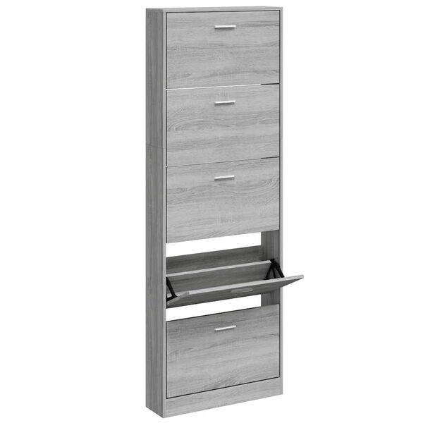 vidaXL Schuhschrank Grau Sonoma 59x17x169 cm Holzwerkstoff