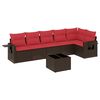 vidaXL 7-teiliges Gartensofa-Set mit Kissen, braun, Polyrattan