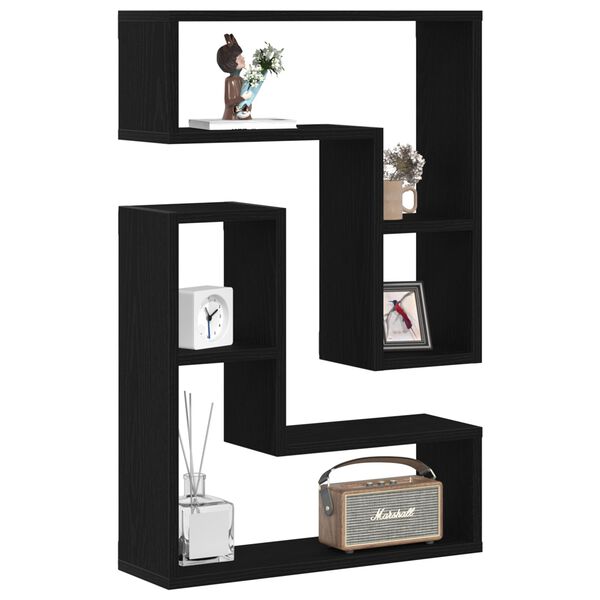 vidaXL Wandregale mit Regal 2 pcs Schwarz Eichen-Optik 50 x 15 x 85 cm