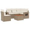 vidaXL 6-tlg. Garten-Sofagarnitur mit Kissen Beige Poly Rattan