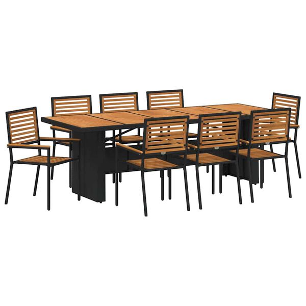 vidaXL Garten Essgruppe 9 pcs Schwarz und Braun Poly-Rattan