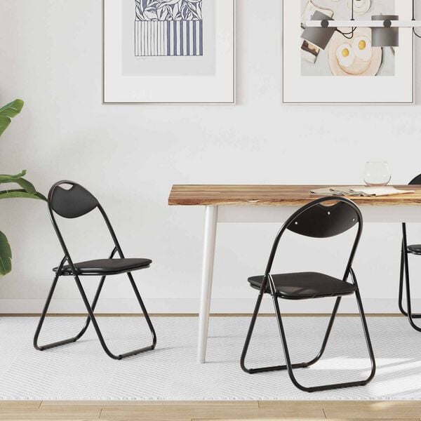 vidaXL Klappstuhl 2 pcs Schwarz 48 x 43,5 x 81 cm Kunstleder