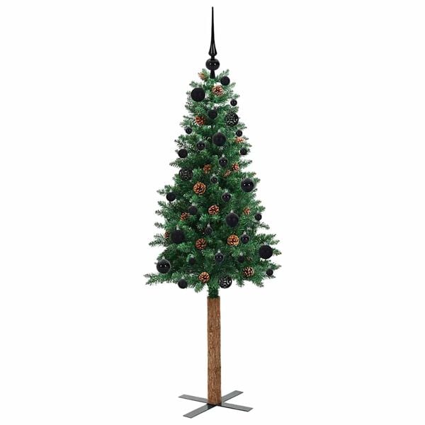 vidaXL Schlanker Weihnachtsbaum mit 150 LEDs mit St&auml;nder Gr&uuml;n 150 cm