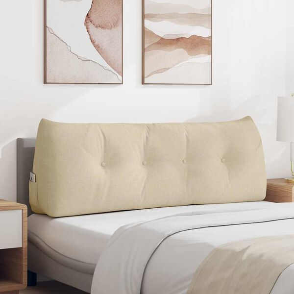 vidaXL R&uuml;cken Kissen Creme 140 x 24 x 50 cm Stoff