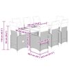 vidaXL 9-tlg. Garten-Bistro-Set mit Kissen Grau Poly Rattan