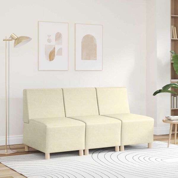 vidaXL | Modulares Armfreies Sofa | Creme 55 x 74 x 82 cm Kunstleder