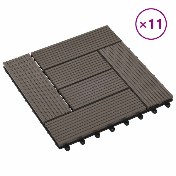 vidaXL Terrassenfliese 11 pcs Dunkelbraun 30 x 30 cm WPC