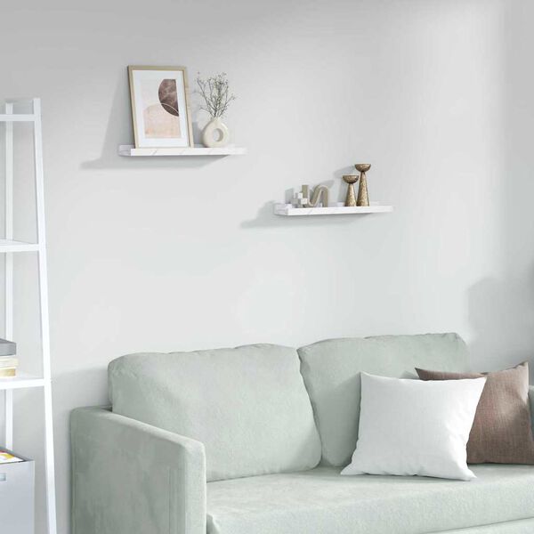 vidaXL Wandregal 2 pcs Wei&szlig; Marmor 40 x 9 x 3 cm Holzwerkstoff