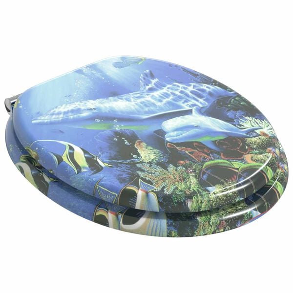 vidaXL Soft-Close Toilettensitz Blau 44 x 38 cm MDF-Platte