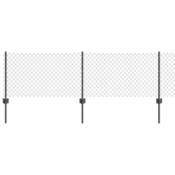 vidaXL Zaun mit Pfosten Grau 0,6 x 25 m Stahl und PVC