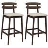 vidaXL Barhocker 2 stk. Hellbraun und Beige Massivgummi Holz und Stoff