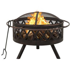vidaXL Rustikale Feuerstelle mit Sch&uuml;rhaken 76 cm XXL Stahl
