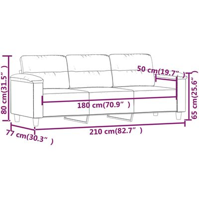 vidaXL 3-Sitzer-Sofa Cappuccino-Braun 180 cm Kunstleder