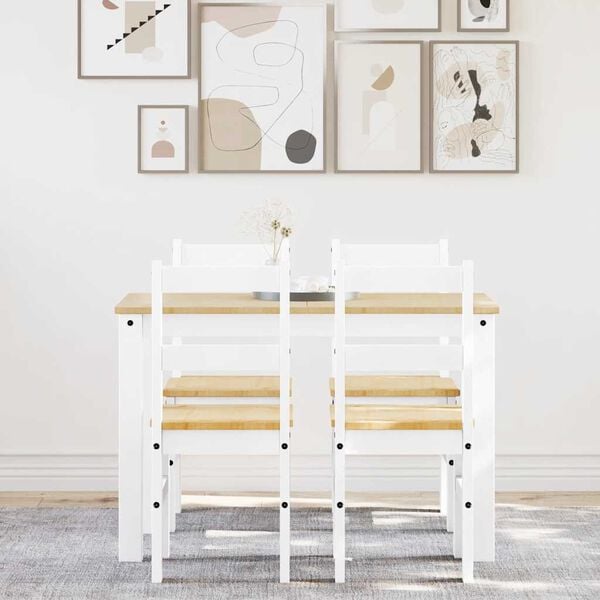 vidaXL 5-tlg. Essgruppe Panama Weiß Massivholz Kiefer