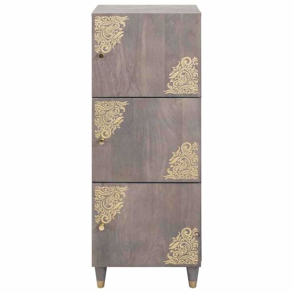 vidaXL Highboard Grau und Gold 40 x 33 x 110 cm Massivholz Mango