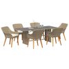 vidaXL Garten Essgruppe mit Kissen 7 pcs Beige Poly-Rattan