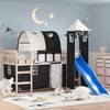 vidaXL Kinderhochbett mit Turm Wei&szlig; & Schwarz 90x190 cm Kiefernholz