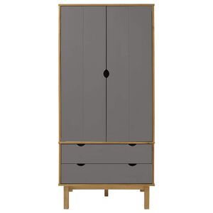 vidaXL Kleiderschrank OTTA Braun&Grau 76,5x53x172 cm Massivholz Kiefer