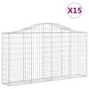 vidaXL Gabionen mit Hochbogen 15Stk. 200x30x100/120cm Verzinktes Eisen