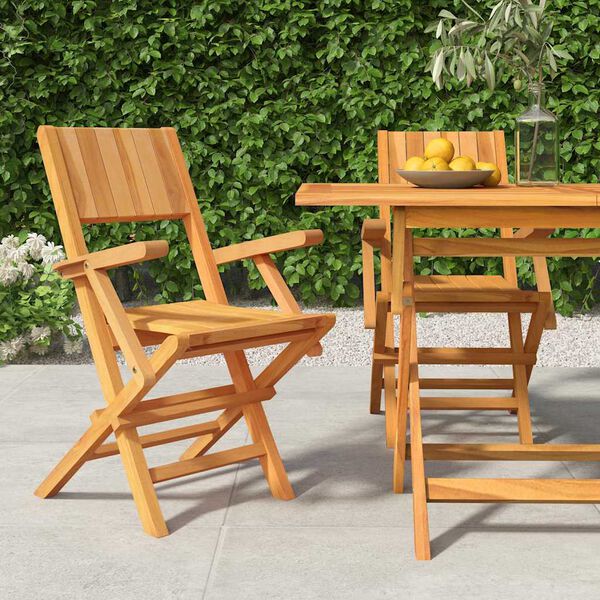 vidaXL Gartenstühle 2 Stk. Klappbar 55x61x90 cm Massivholz Teak