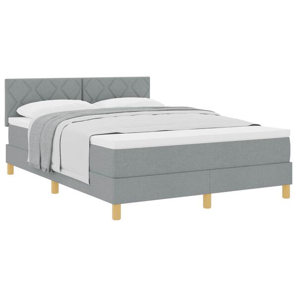 vidaXL Boxspringbett mit Matratze Hellgrau 140 x 200 cm Stoff