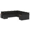 vidaXL 11-tlg. Garten-Sofagarnitur mit Kissen Schwarz Poly Rattan