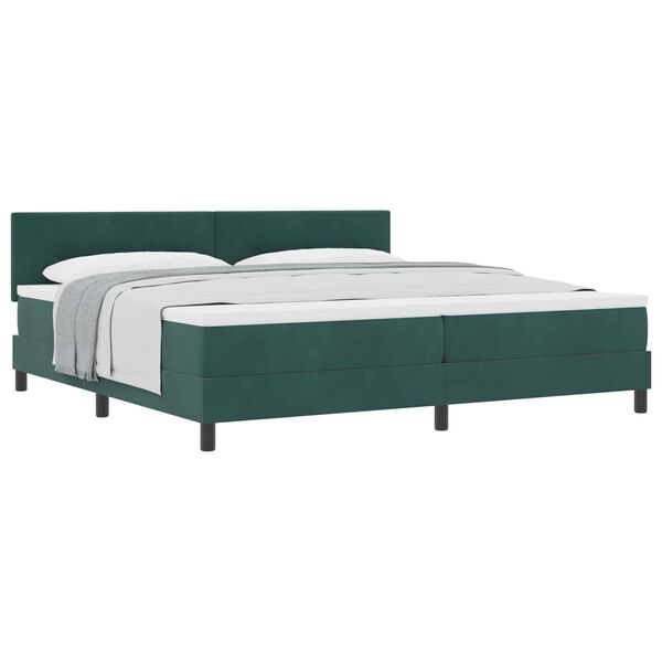 vidaXL Boxspringbett mit Matratze Dunkelgr&uuml;n 200 x 200 cm Samt