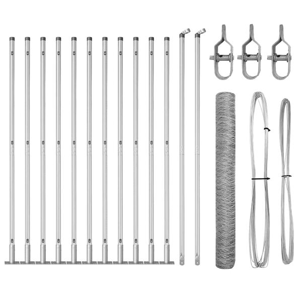 vidaXL Zaunpfosten Silber 25 x 1 m (50 mm Maschen) Stahl