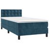 vidaXL Boxspringbett mit Matratze & LED Dunkelblau 100x200 cm Samt
