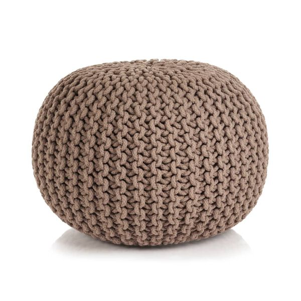 vidaXL Handgestrickter Pouf Baumwolle 50 x 35 cm Braun