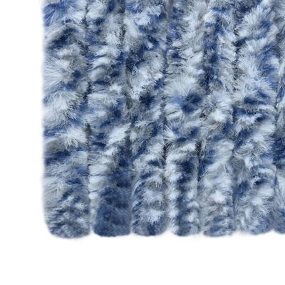 vidaXL Insektenschutz-Vorhang Blau Weiß Silbern 100x220cm Chenille