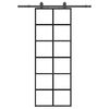vidaXL Schiebetür mit Beschlag Schwarz 76x205 cm ESG-Glas