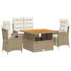 vidaXL 4-tlg. Garten-Essgruppe mit Kissen Beige Poly Rattan
