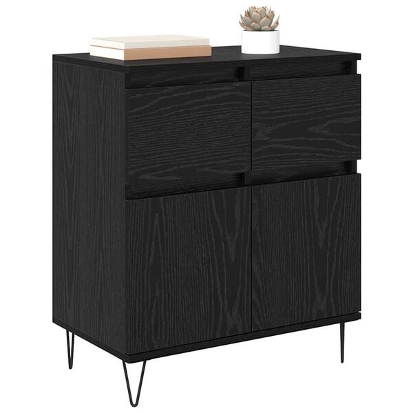 vidaXL Sideboard mit Schubladen Schwarz Eichen-Optik 60 x 35 x 70 cm