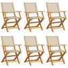 vidaXL Gartenst&uuml;hle 6 Stk. Klappbar Beige Poly Rattan & Massivholz