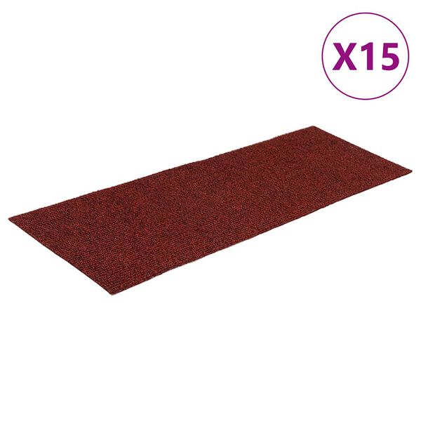 vidaXL Stufenmatten Selbstklebend 15 Stk. 60x25 cm Bordeauxrot Rechteckig